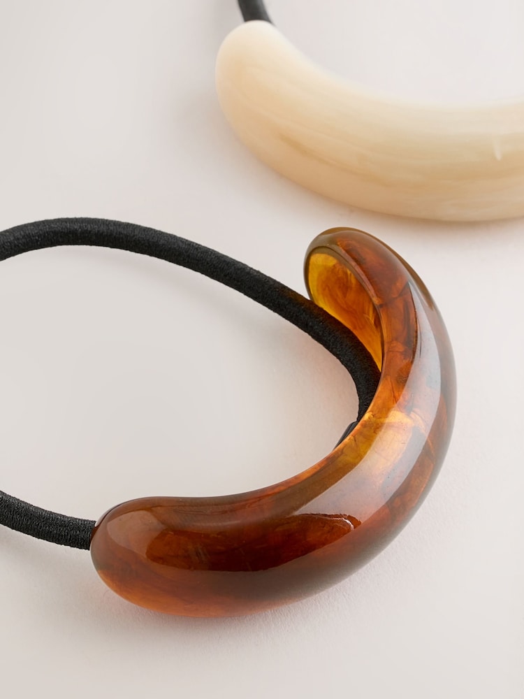 Brown/Cream Resin Hair Bobbles 2 Pack - Image 2 of 3