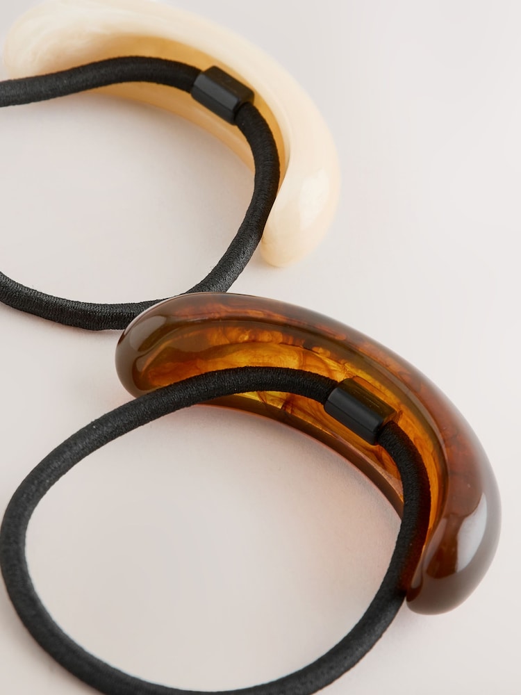 Brown/Cream Resin Hair Bobbles 2 Pack - Image 3 of 3