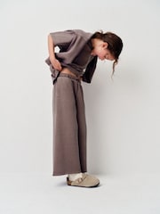The Set 3 Piece Washed Heavyweight Jersey Crew Neck Short Sleeve T-Shirt and Joggers Set Purple - Image 3 of 13