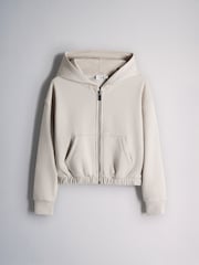 The Set 6 Piece Zip Through Hoodie Crew Rib Cardigan Short Sleeve Rib T-Shirt and Wide Leg Leggings Set White/Pink/Light Brown - Image 3 of 9