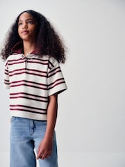 The Set 3 Pack Relaxed Short Sleeve Rugby Shirts Grey /Ecru Stripe/Burgandy - Image 3 of 13