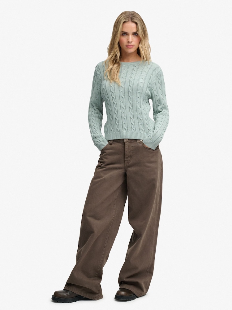 Superdry Mint Green Essentials Cable Jumper - Image 2 of 5