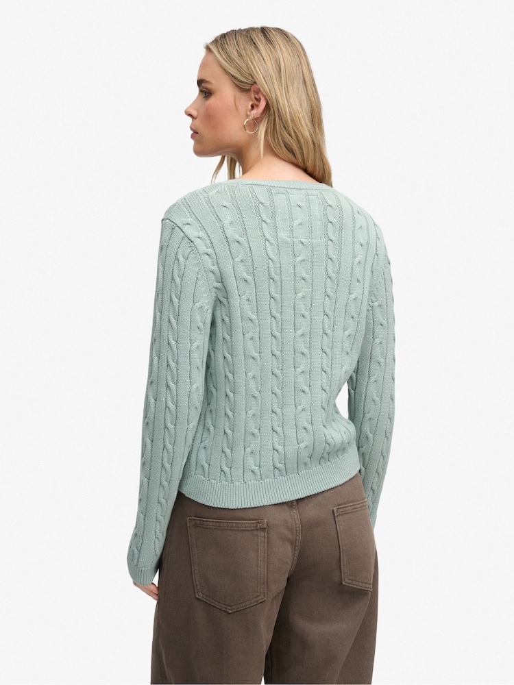 Superdry Mint Green Essentials Cable Jumper - Image 5 of 5