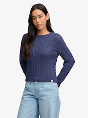 Superdry Blue Essentials Cable Jumper - Image 1 of 7