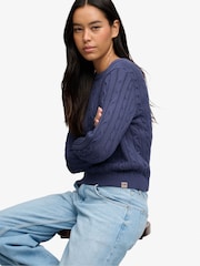 Superdry Blue Essentials Cable Jumper - Image 3 of 7