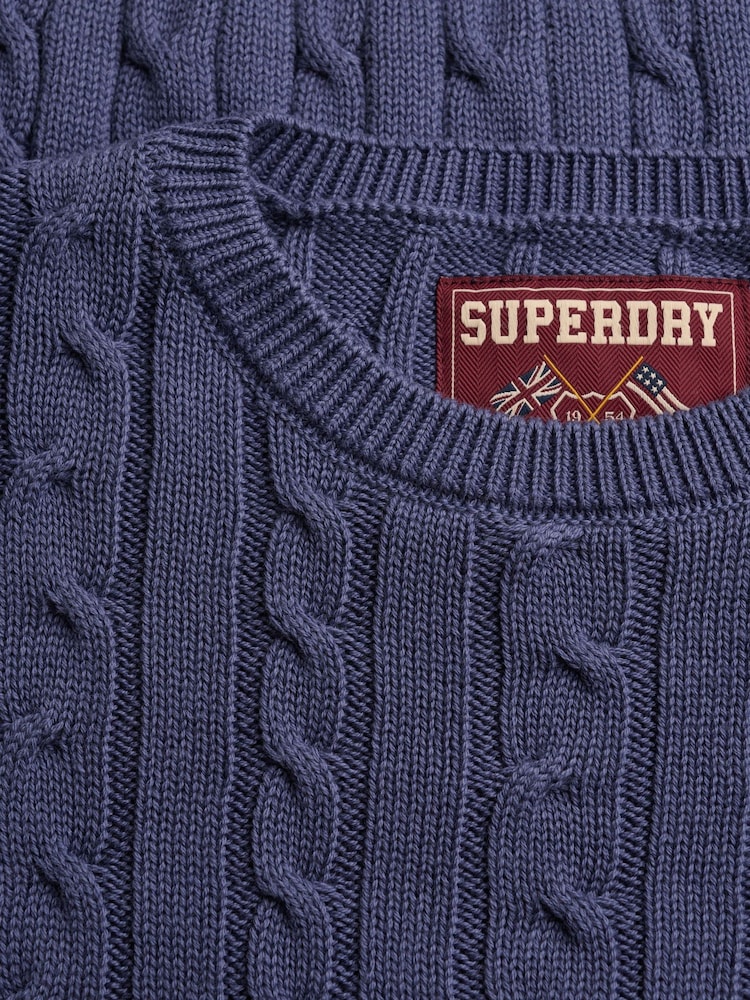 Superdry Blue Essentials Cable Jumper - Image 7 of 7