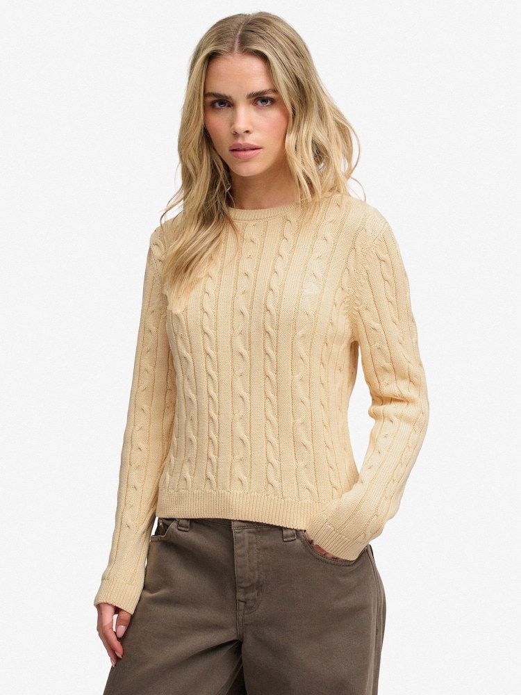 Superdry Yellow Essentials Cable Jumper - Image 1 of 7