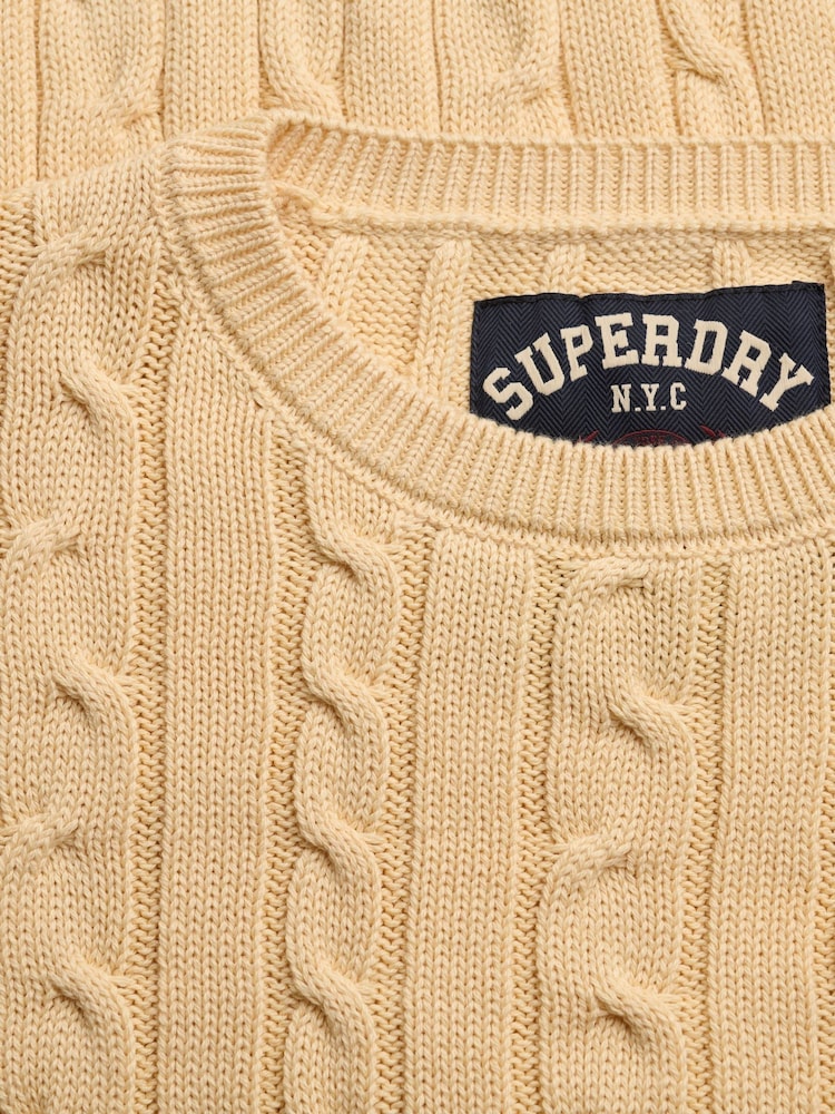 Superdry Yellow Essentials Cable Jumper - Image 7 of 7