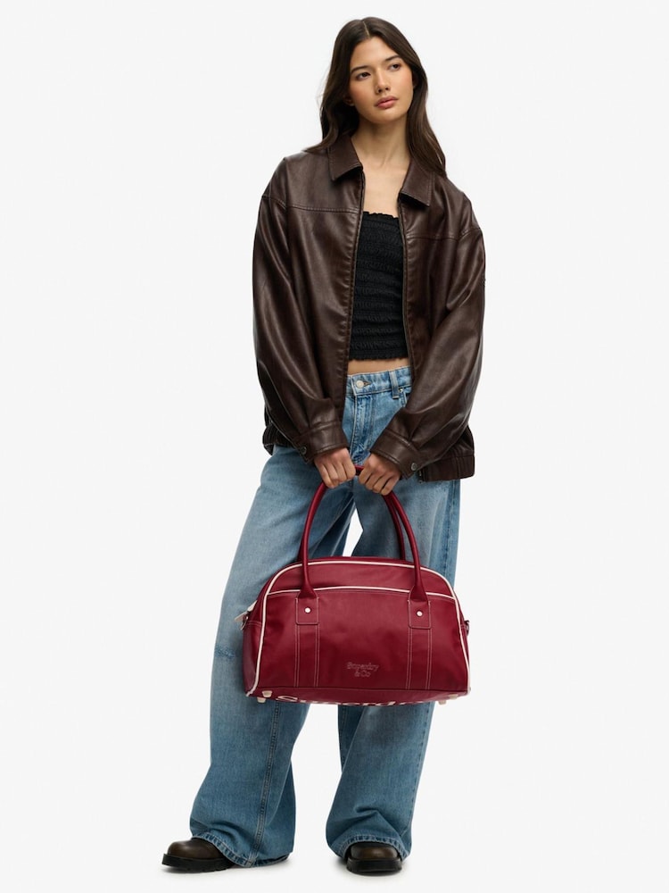 Superdry Red Vintage Bowling Bag - Image 2 of 7