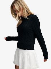 Superdry Navy Blue Essentials Cable Jumper - Image 4 of 7