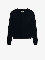 Superdry Navy Blue Essentials Cable Jumper - Image 6 of 7