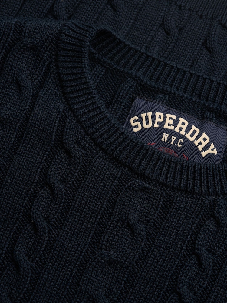 Superdry Navy Blue Essentials Cable Jumper - Image 7 of 7