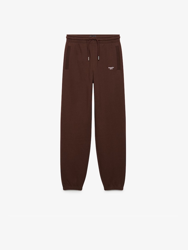Superdry Brown Signature Emb Cuffed Joggers - Image 1 of 3