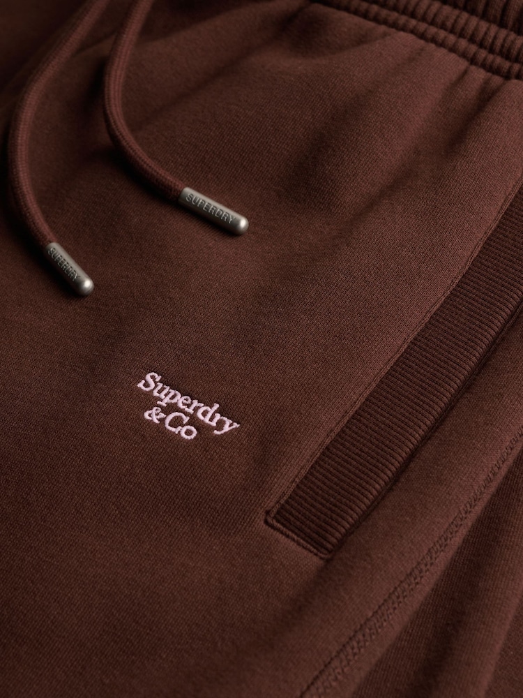 Superdry Brown Signature Emb Cuffed Joggers - Image 2 of 3