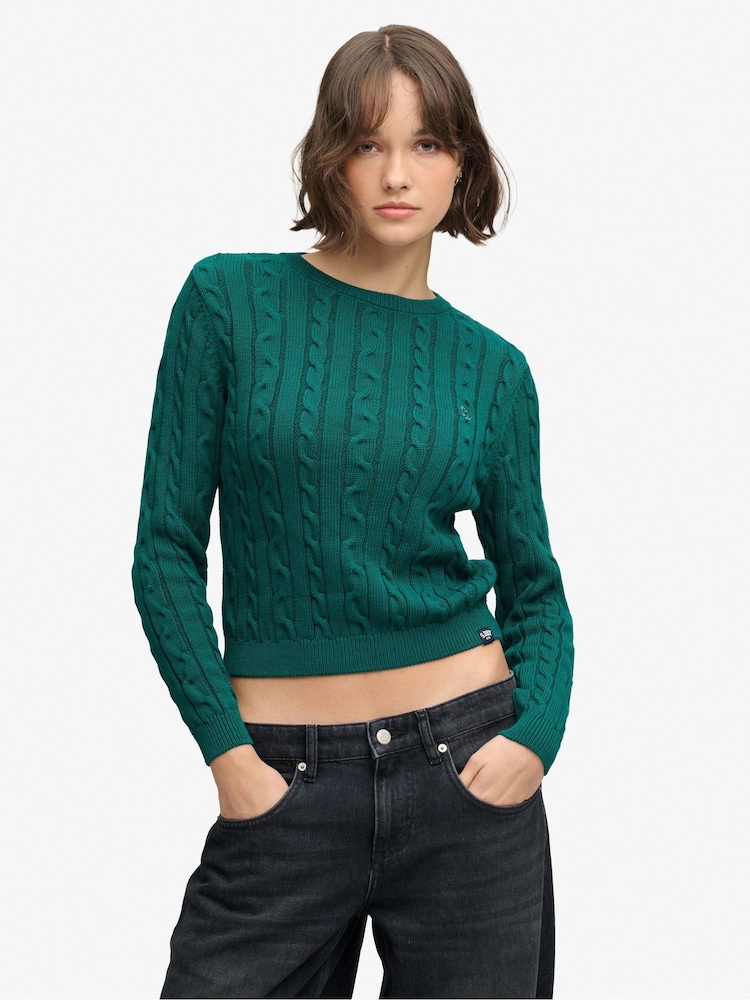 Superdry Green Essentials Cable Jumper - Image 1 of 7