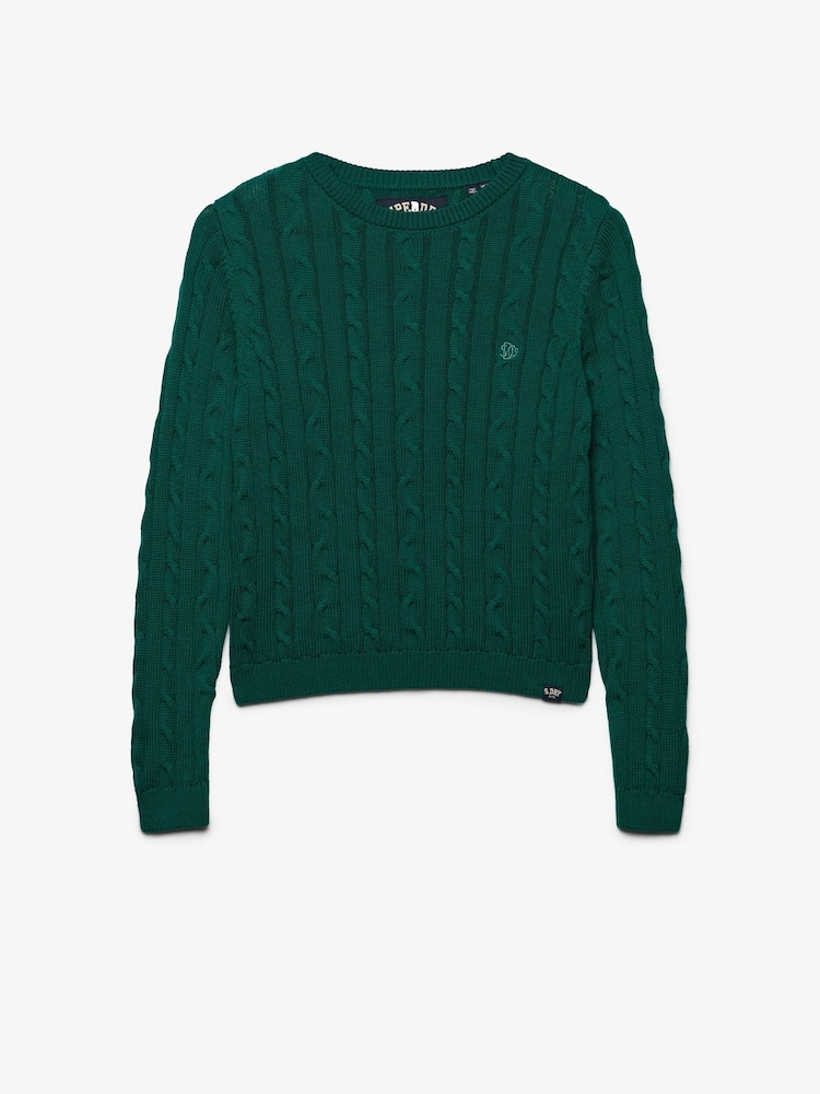 Superdry Green Essentials Cable Jumper - Image 7 of 7