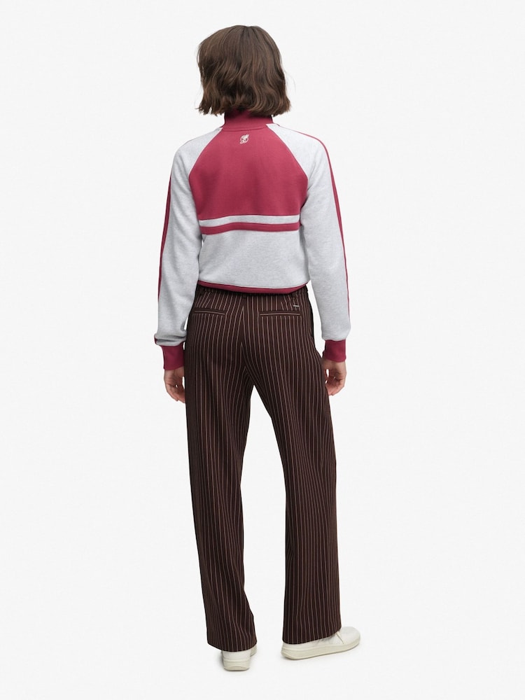 Superdry Brown Mid Rise Pinstripe Trousers - Image 2 of 7