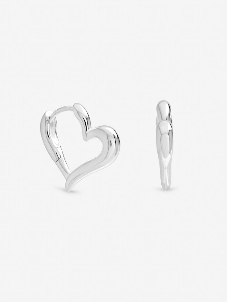 Simply Silver 925 Sterling Silver Polished Heart Hoop Earrings - Image 1 of 1