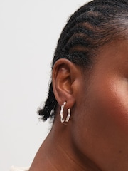 Inicio Sterling Silver Plated Polished Bamboo Hoops Earrings - Image 3 of 3