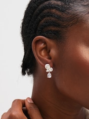 Inicio Sterling Silver Plated Satin Floral Drop Earrings - Image 3 of 3