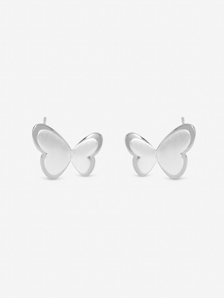 Simply Silver 925 Sterling Silver Satin Butterfly Earrings - Image 1 of 1