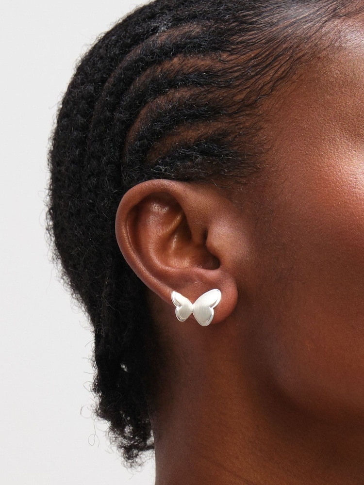 Simply Silver Satin Butterfly Earrings - 圖片 2/3