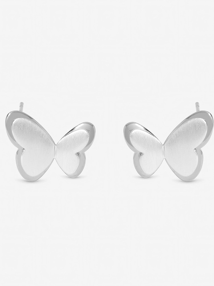 Simply Silver Satin Butterfly Earrings - 圖片 3/3