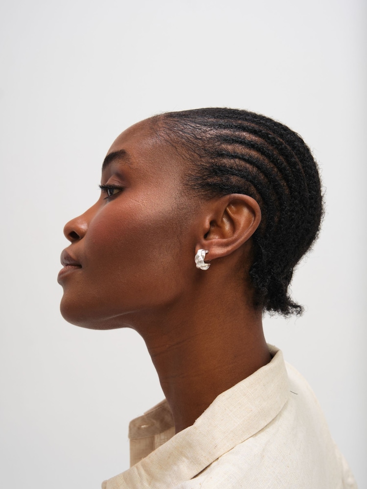 Inicio Sterling Silver Plated Satin Braided Hoops - Image 2 of 3