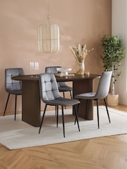 Birlea Walnut Axel Oval Fluted Dining Table With 4 Chairs - Image 1 of 5