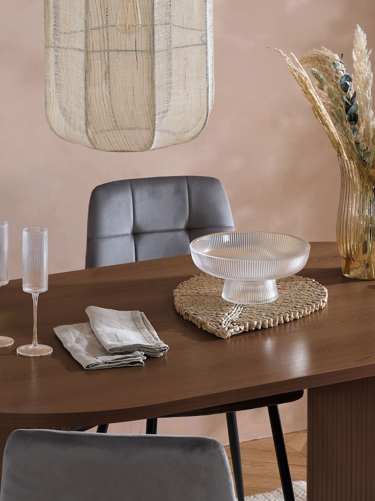 Birlea Walnut Axel Oval Fluted Dining Table With 4 Chairs - Image 2 of 5