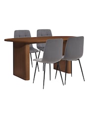 Birlea Walnut Axel Oval Fluted Dining Table With 4 Chairs - Image 5 of 5