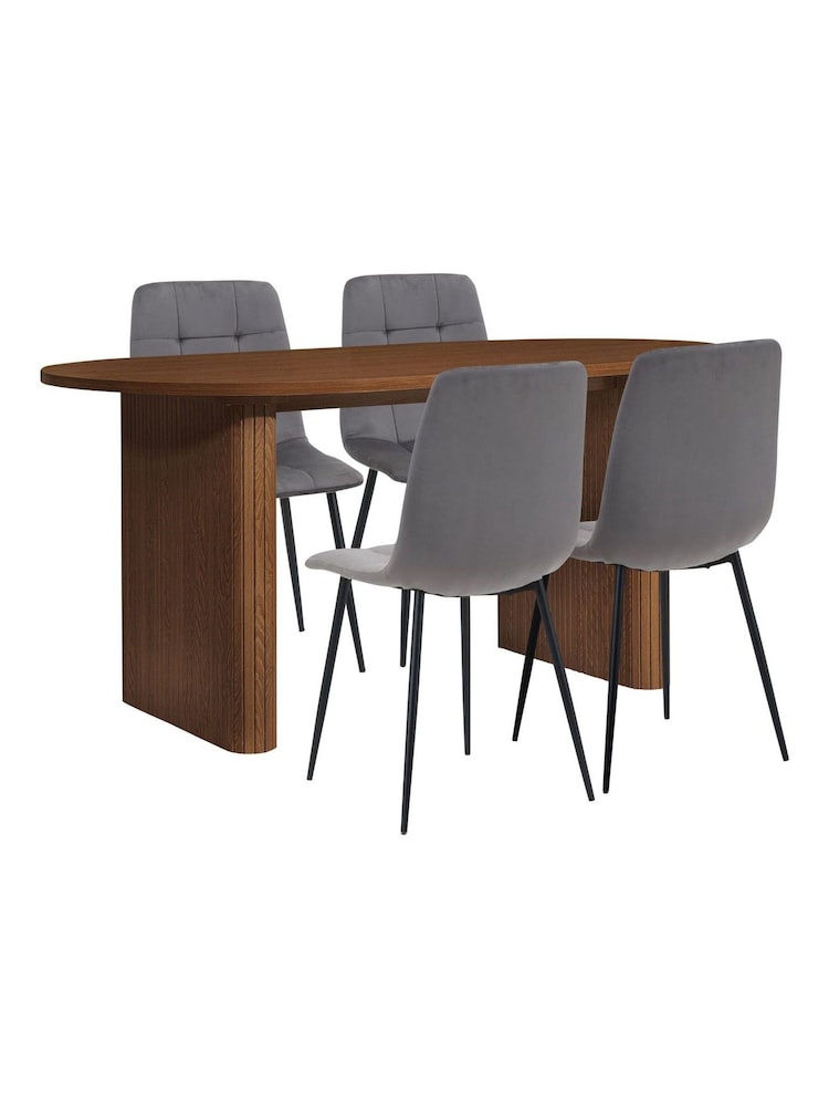 Birlea Walnut Axel Oval Fluted Dining Table With 4 Chairs - Image 5 of 5