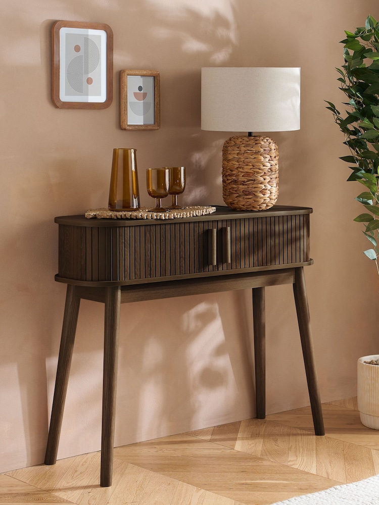 Birlea Walnut Axel Oak Effect Fluted Console Table - Image 1 of 9