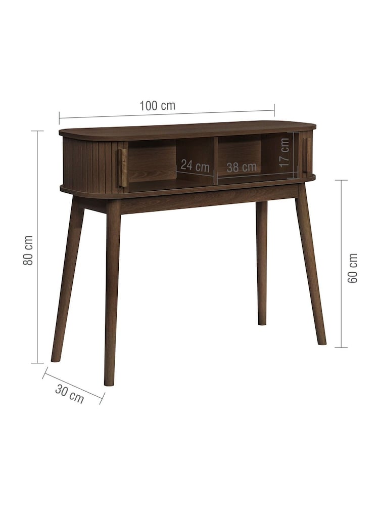 Birlea Walnut Axel Oak Effect Fluted Console Table - Image 9 of 9