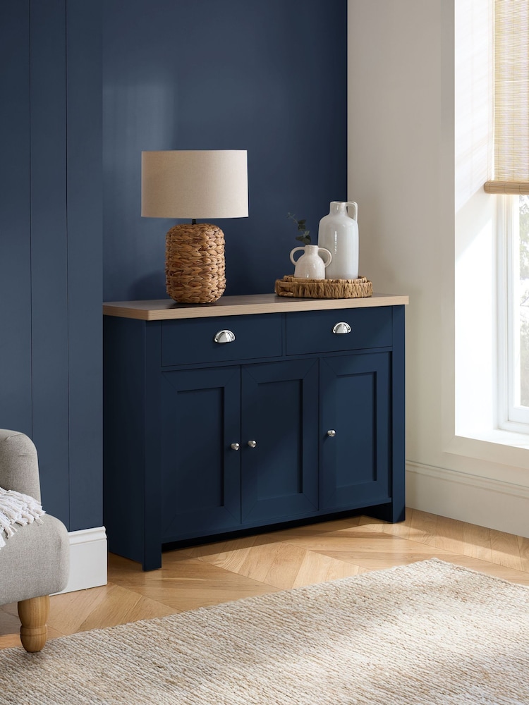 Birlea Navy Blue Highgate 3 Door 2 Drawer Sideboard - Image 1 of 6