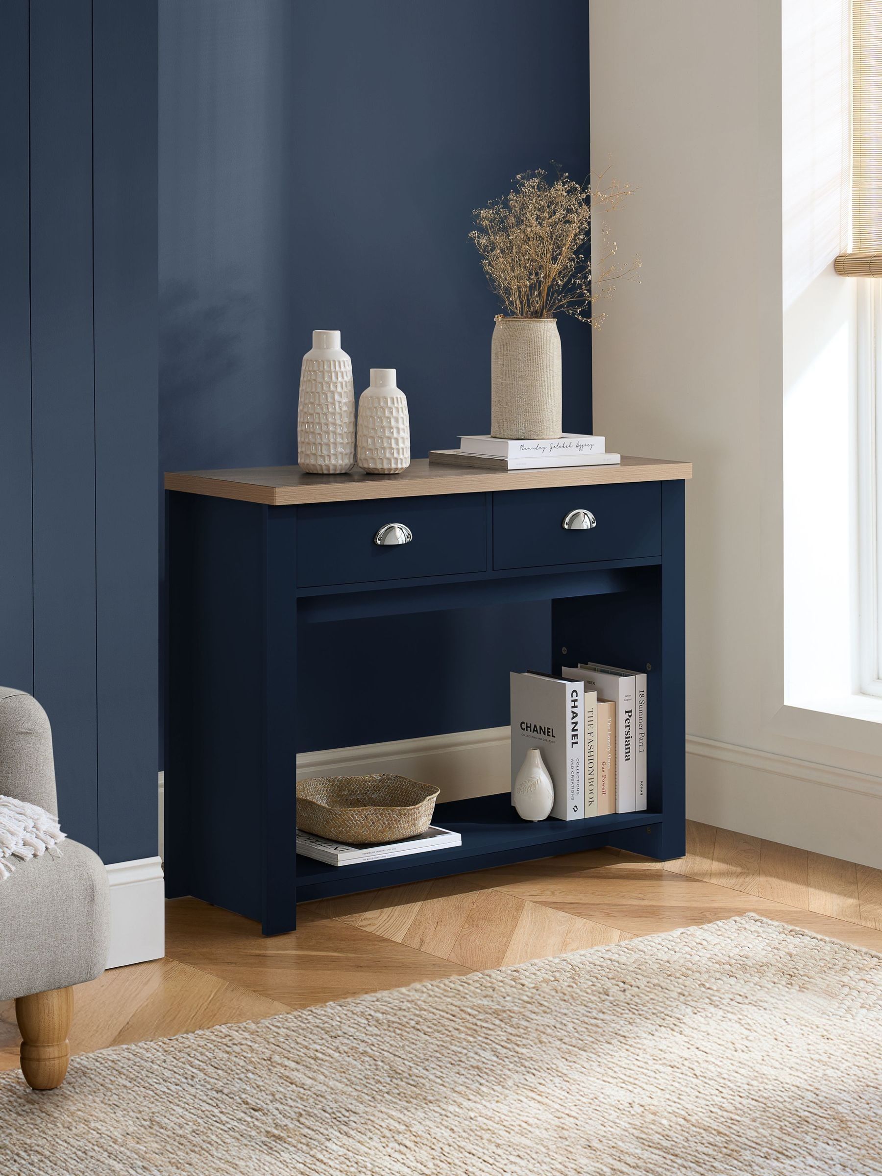 Buy Birlea Navy Blue Highgate 2 Drawer Console Table from the Next