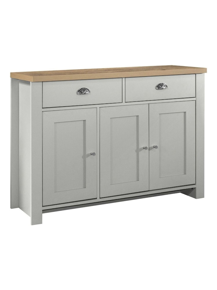 Birlea Grey Highgate 3 Door 2 Drawer Sideboard - Image 6 of 6