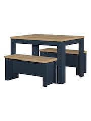Birlea Navy Blue Highgate Dining Table & Bench Set - Image 4 of 4