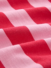Pink/Red Stripe Linen Rich Square Neck Shift Mini Dress - Image 8 of 8