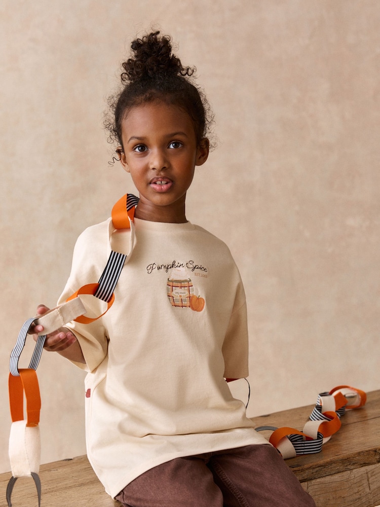 Ecru Pumpkin T-Shirt (3-16yrs) - Image 2 of 8