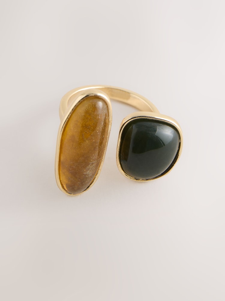 Gold Tone Resin Stone Open Ring - Image 1 of 3