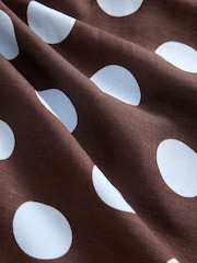 Chocolate Brown Polka Dot Ruched Bandeau Midi Dress - Image 7 of 8