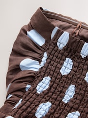 Chocolate Brown Polka Dot Ruched Bandeau Midi Dress - Image 8 of 8