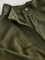 Khaki Green Short Sleeve Funnel Neck Jumpsuit - Image 6 of 7