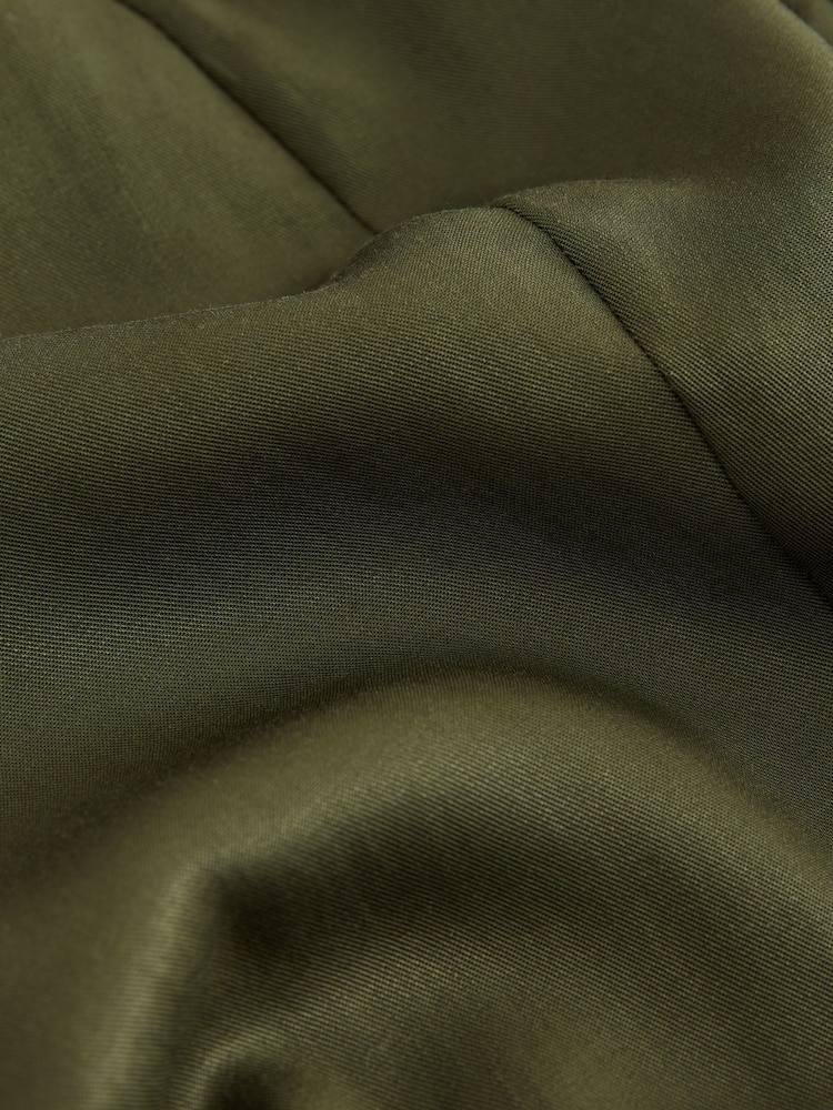 Khaki Green Short Sleeve Funnel Neck Jumpsuit - Image 7 of 7