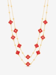 Mood Coral Gold Tone Clover Multi Row Necklace - Image 1 of 3