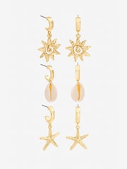 Mood Tone Real Shell Charm Earrings Pack of 3 - Larawan 1 ng 1