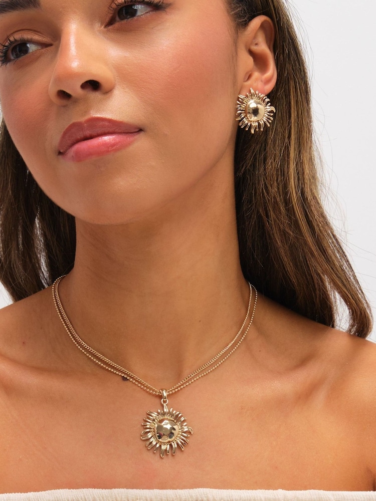 Mood Gold Tone Sun Stud Earrings - Image 2 of 4 Mood Gold Tone Sun Stud Earrings - Image 2 of 4