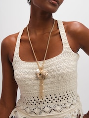 Mood Tassel And Shell Long Necklace - صورة 2 من 3