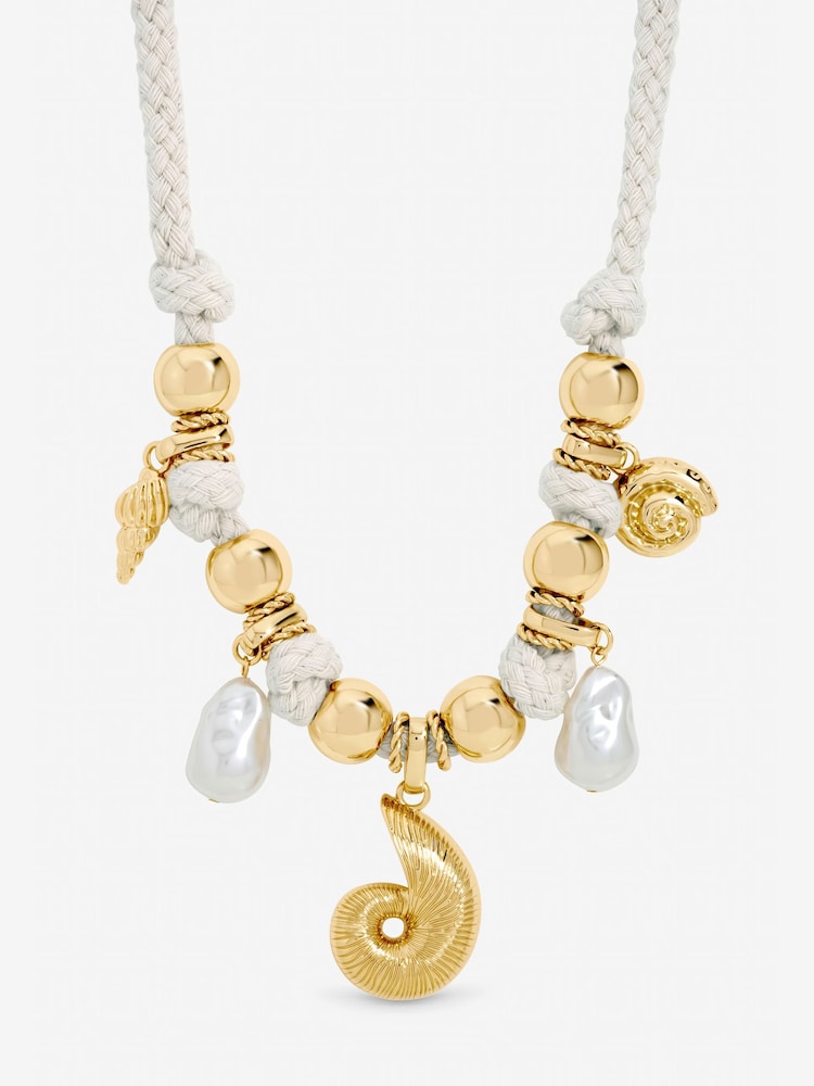 Mood Gold Tone Statement Rope Shell Necklace - Image 2 of 2